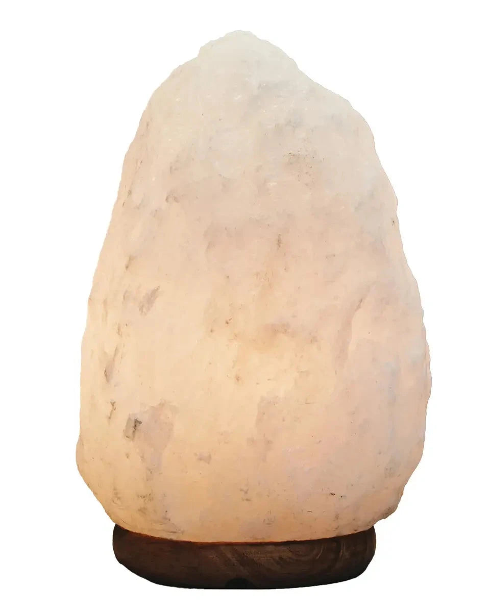 Revive White Natural Salt Lamp on Wooden Base Lighting