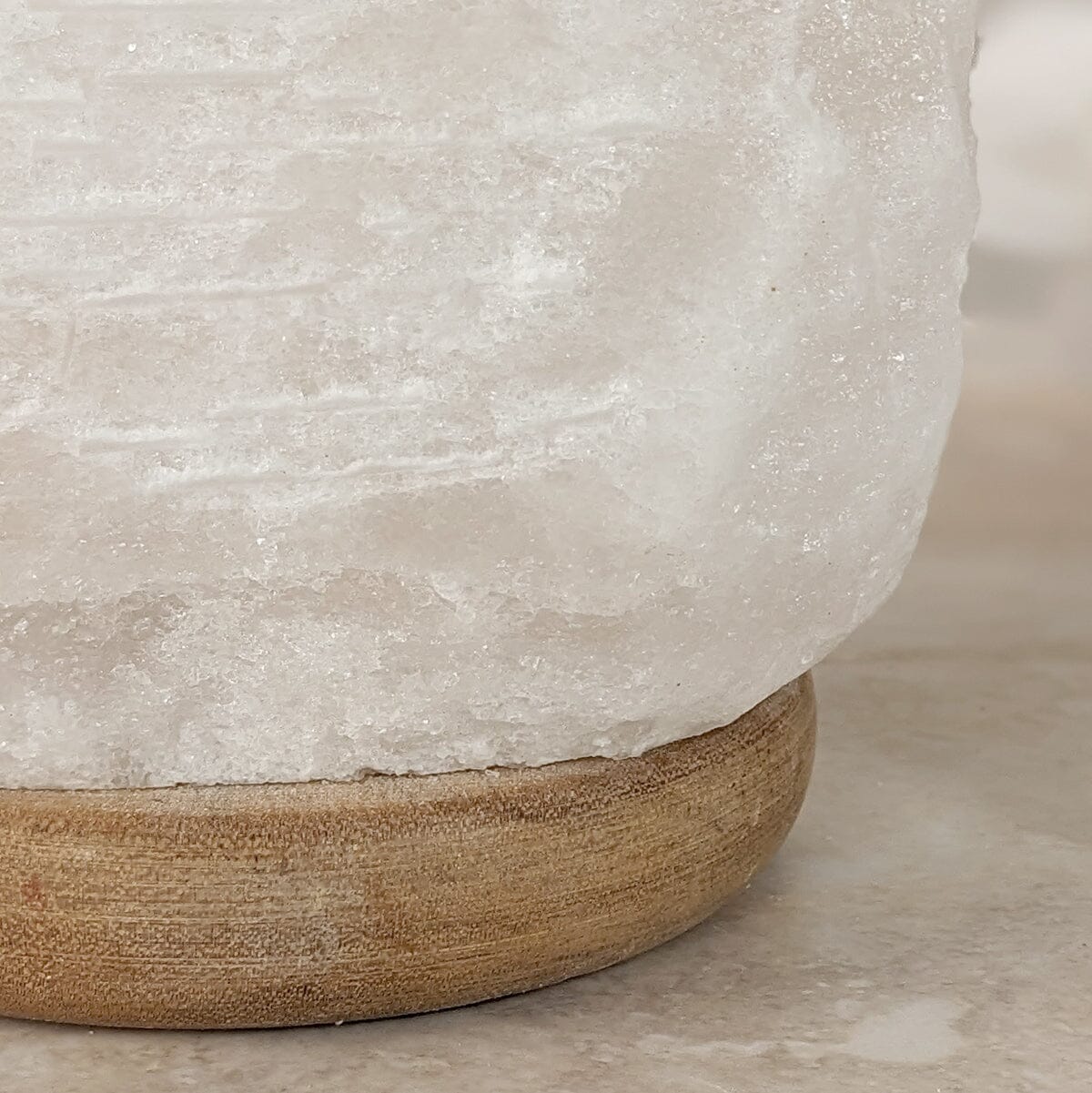 Revive White Natural Salt Lamp on Wooden Base Lighting