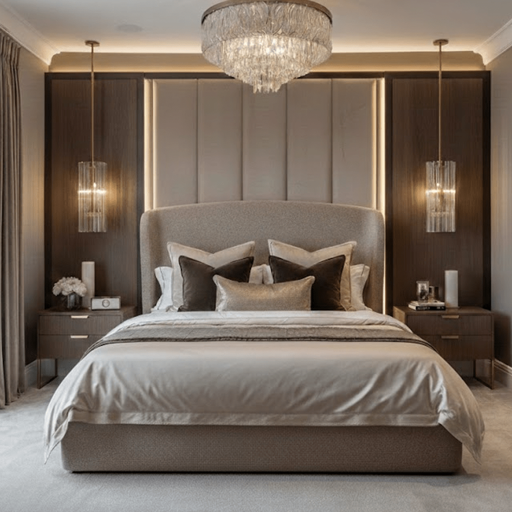Reya Beige Textured Winged Ottoman Bed Beds and Headboards