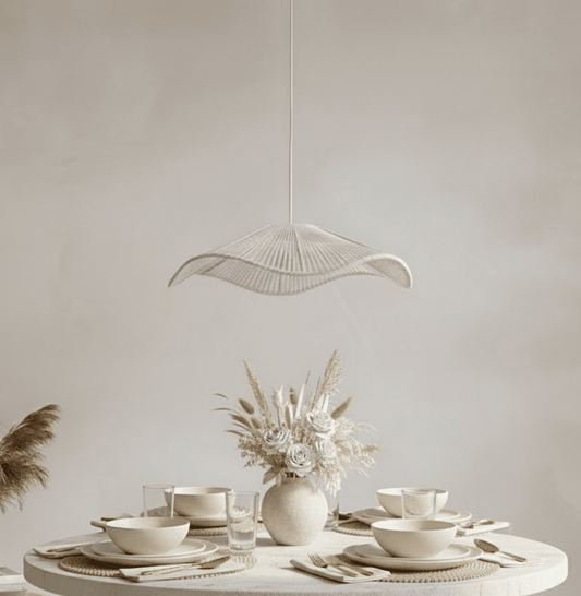 Rhia Cream Woven Wavy Ceiling Light Lighting