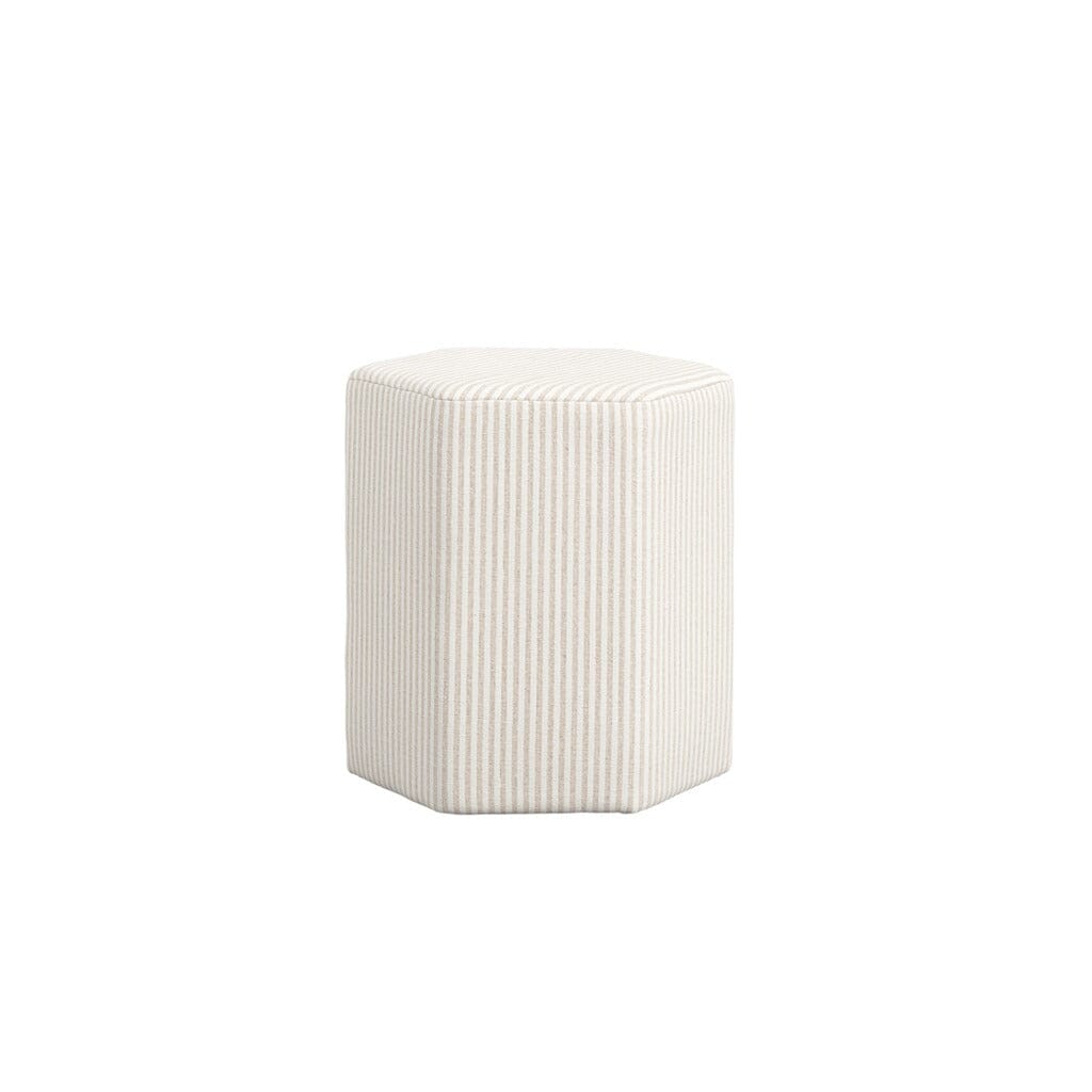 Rhodes Beige Pinstripe Hexagonal Decorative Stool Furniture