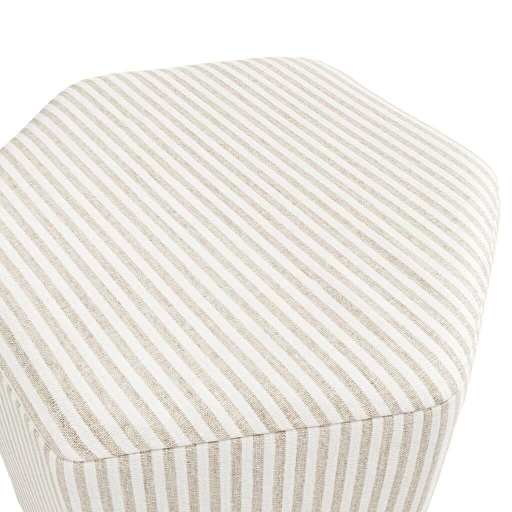 Rhodes Beige Pinstripe Hexagonal Decorative Stool Furniture