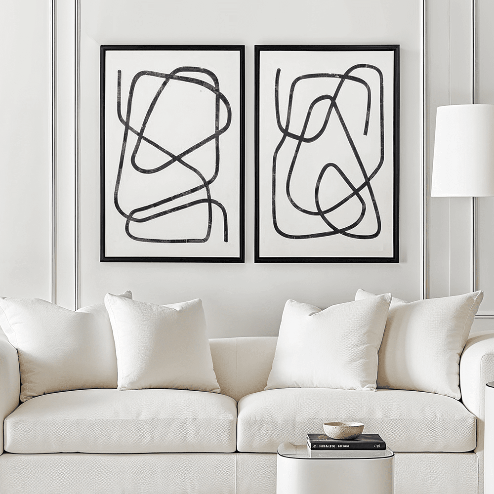 Robyn Black Squiggle Framed Canvas Wall Art - Set of 2 Accessories