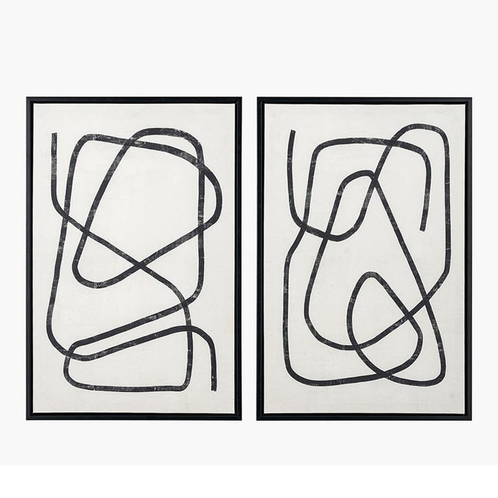 Robyn Black Squiggle Framed Canvas Wall Art - Set of 2 Accessories 
