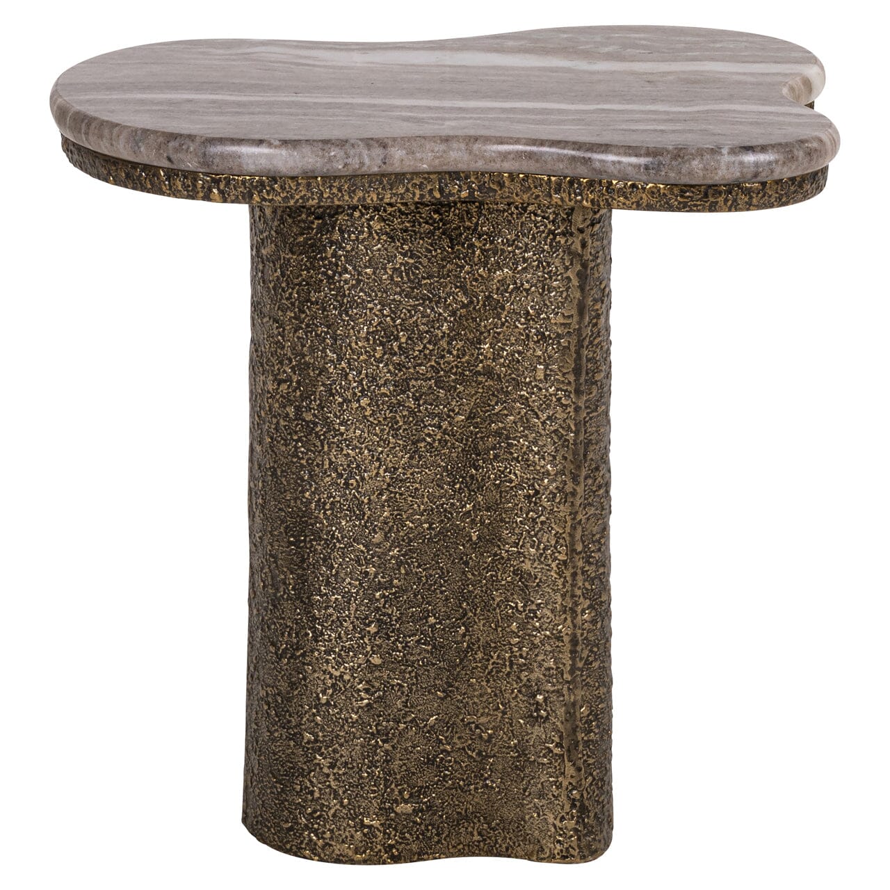 Rolter Neutral Marble Side Table with Brushed Brass Base Furniture