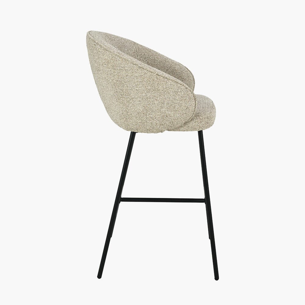 Romy Mocha Textured Chenille Bar Stool with Black Legs Furniture