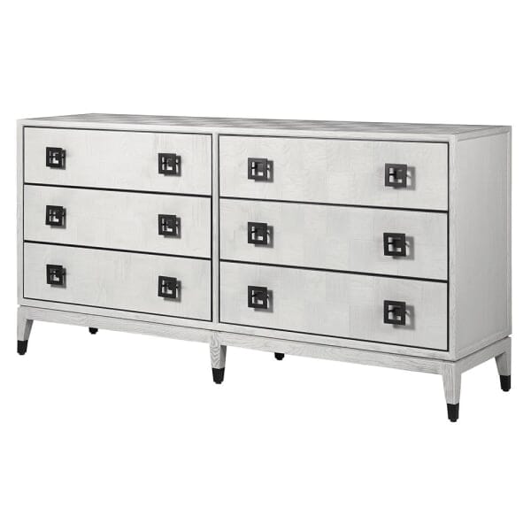 Rosa White Wash Oak Veneer 6 Drawer Chest Furniture
