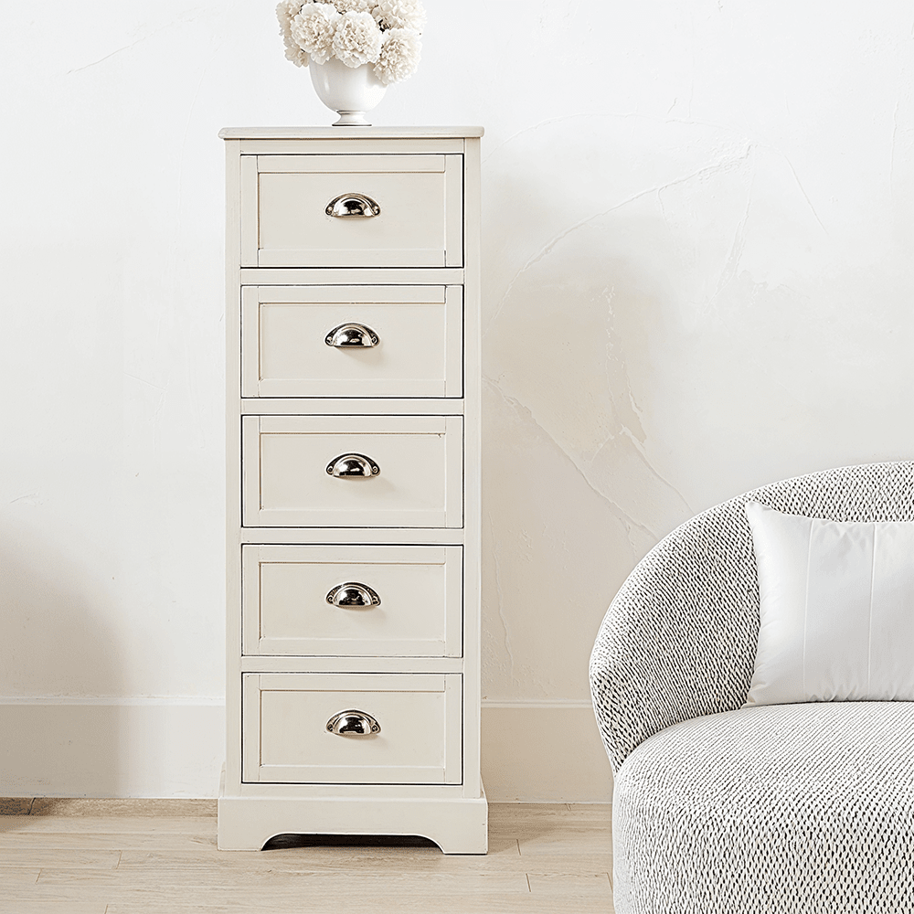 Rosanna Cream 5 Drawer Tall Chest