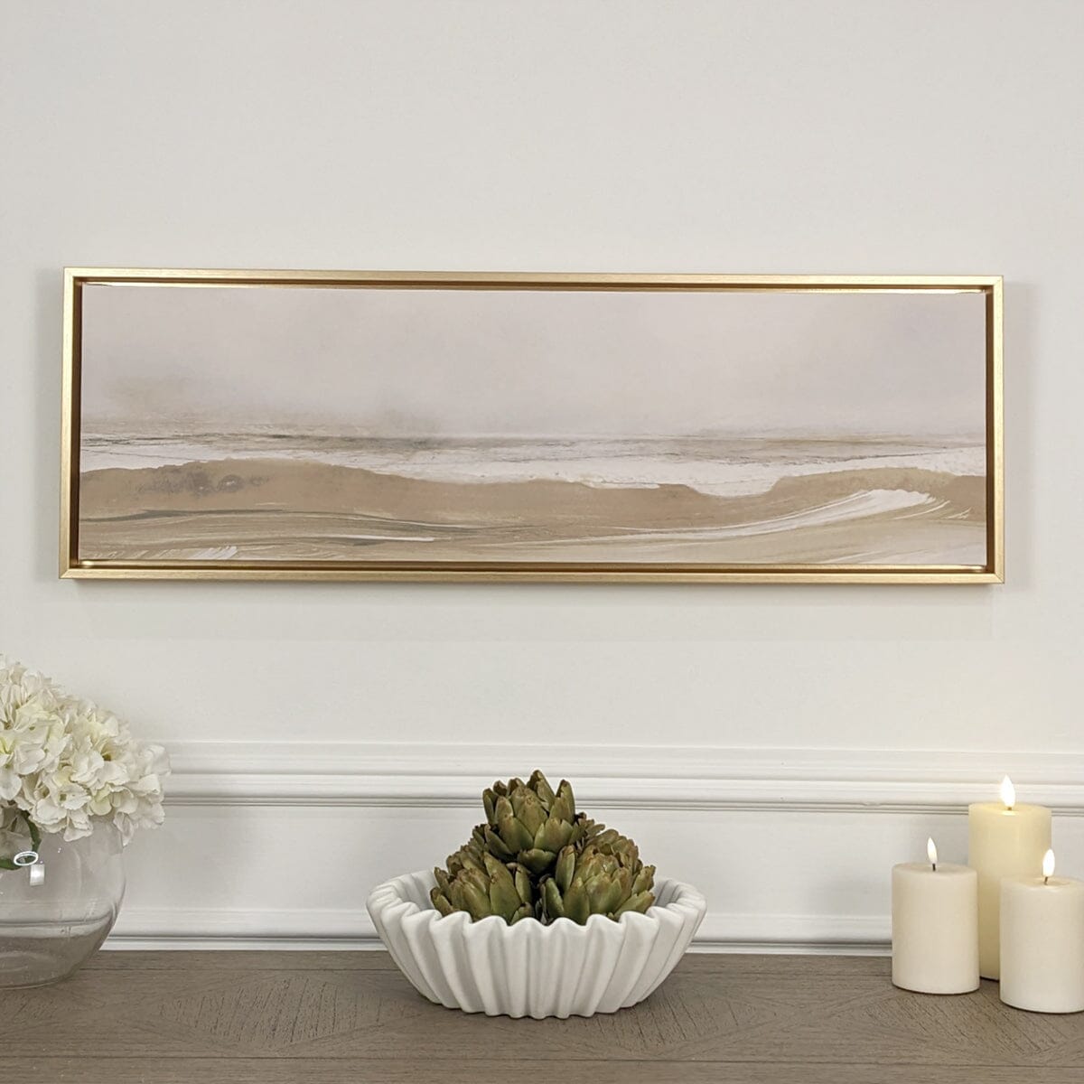 Rosanna Gold Framed Neutral Abstract Canvas Wall Art - 90x30cm Accessories