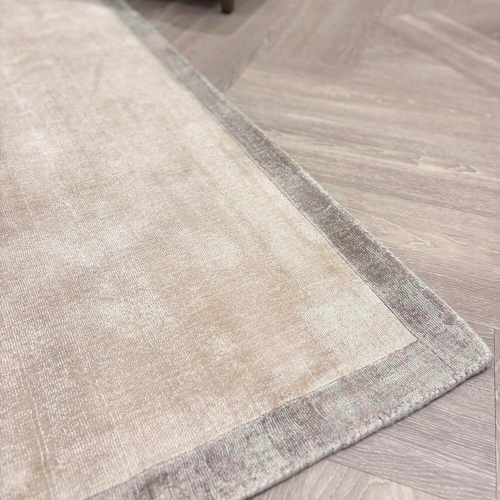 Ryley Cream Viscose Rug with Silver Border Textiles