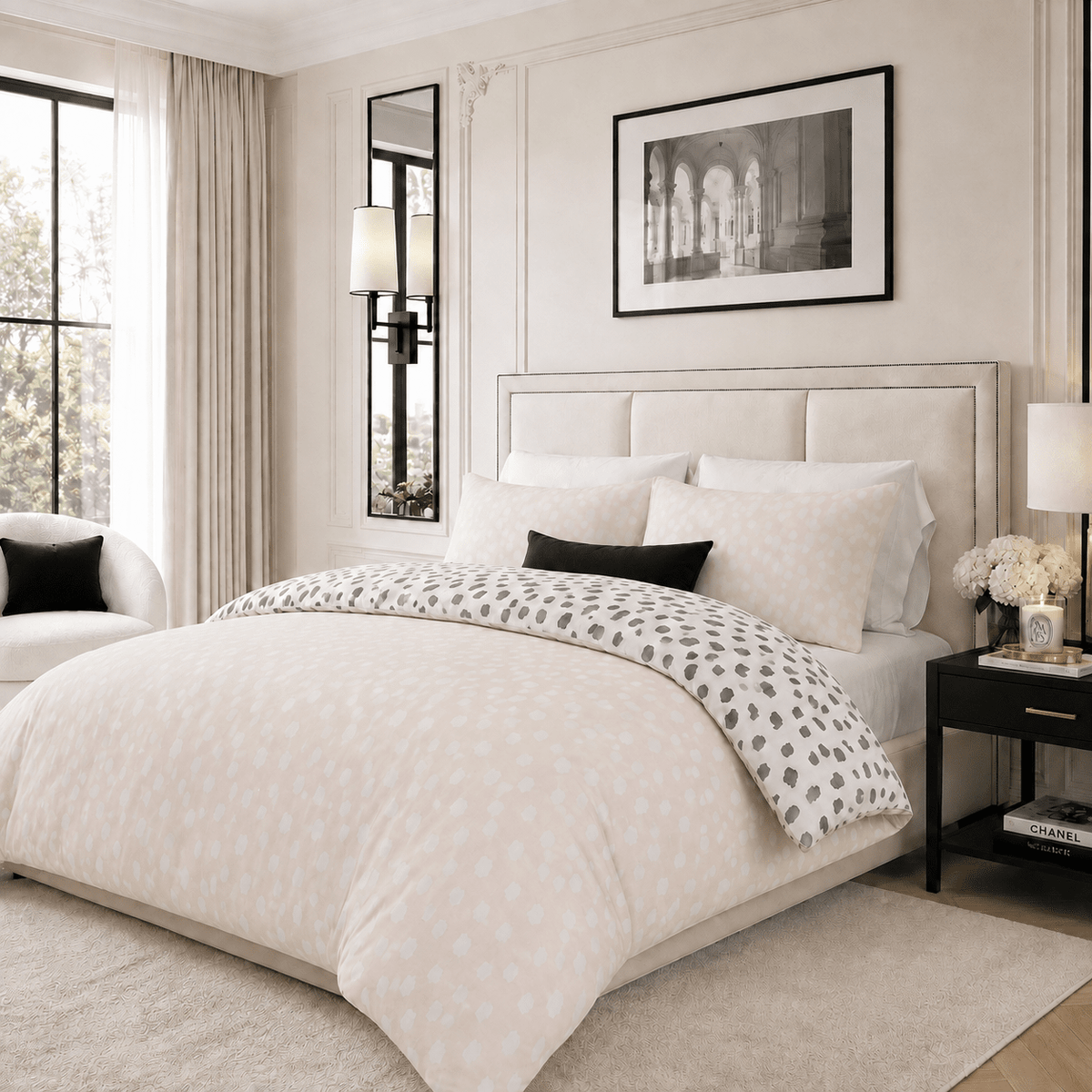 Sadie Monochrome & Cream Reversible Duvet Set Textiles