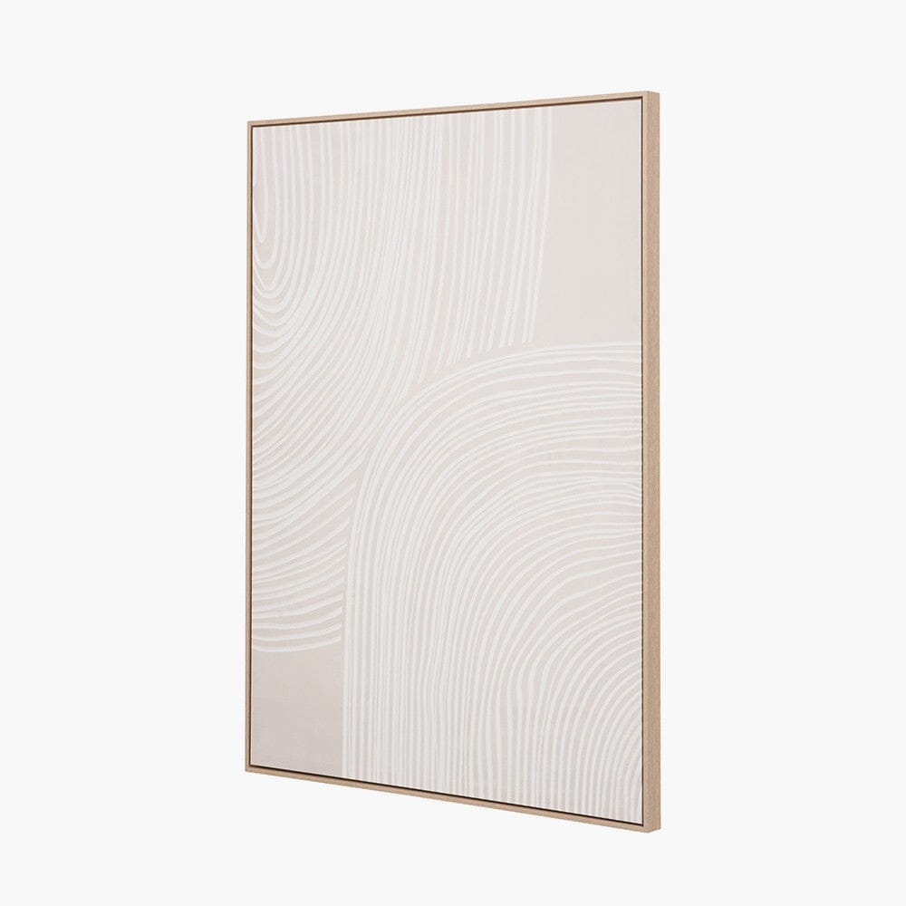 Sadie Natural & White Abstract Canvas Wall Art with Wooden Frame Accessories
