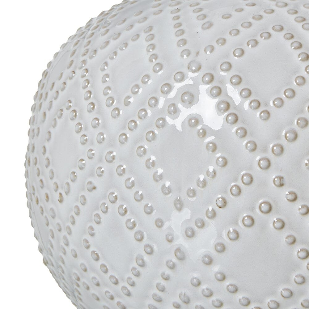 Sanderson Ceramic Beaded Rounded Table Lamp with Linen Shade Lighting