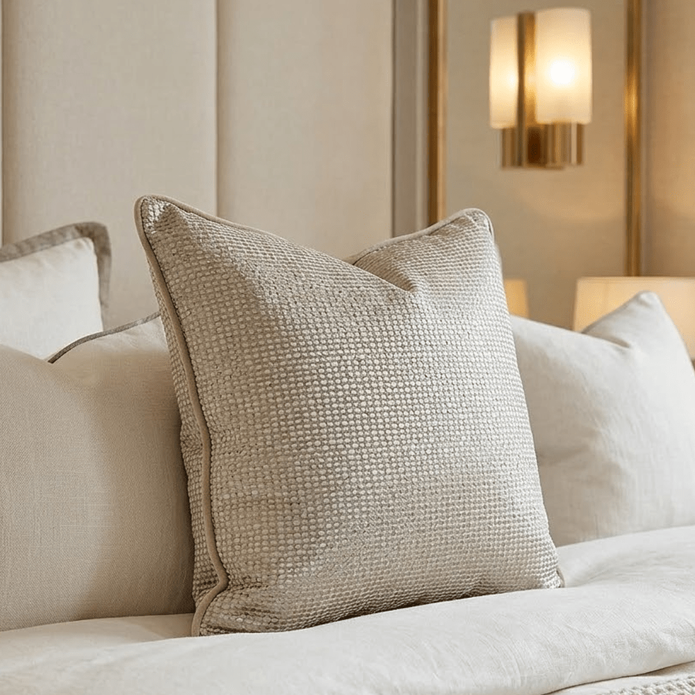 Sandringham Soft Taupe Metallic Cushion - 43x43cm Textiles
