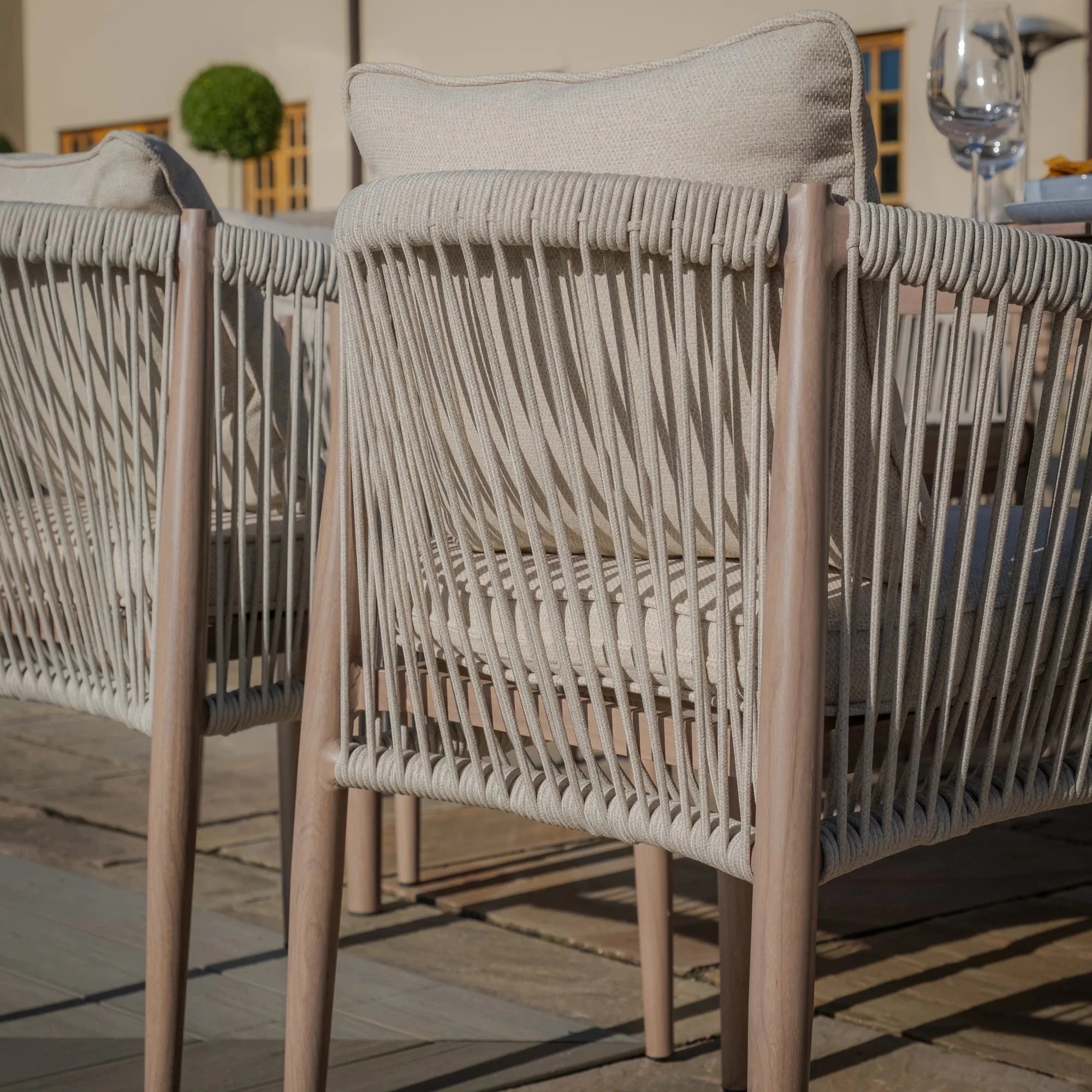 Santorini Outdoor Cream & Taupe Rope Weave 8 Seater Dining Set Outdoor