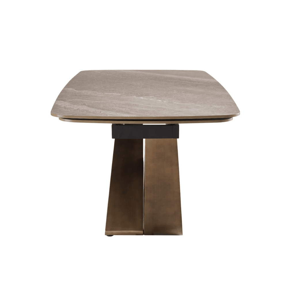 Sarzana Bronze Extending Rectangular Dining Table with Stone Top Furniture