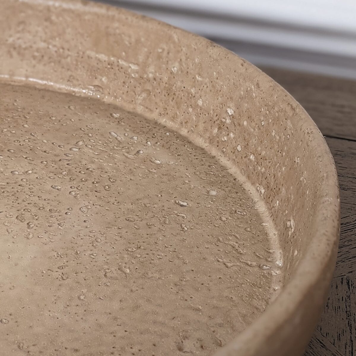 Seanna Taupe Distressed Round Decorative Tray Accessories