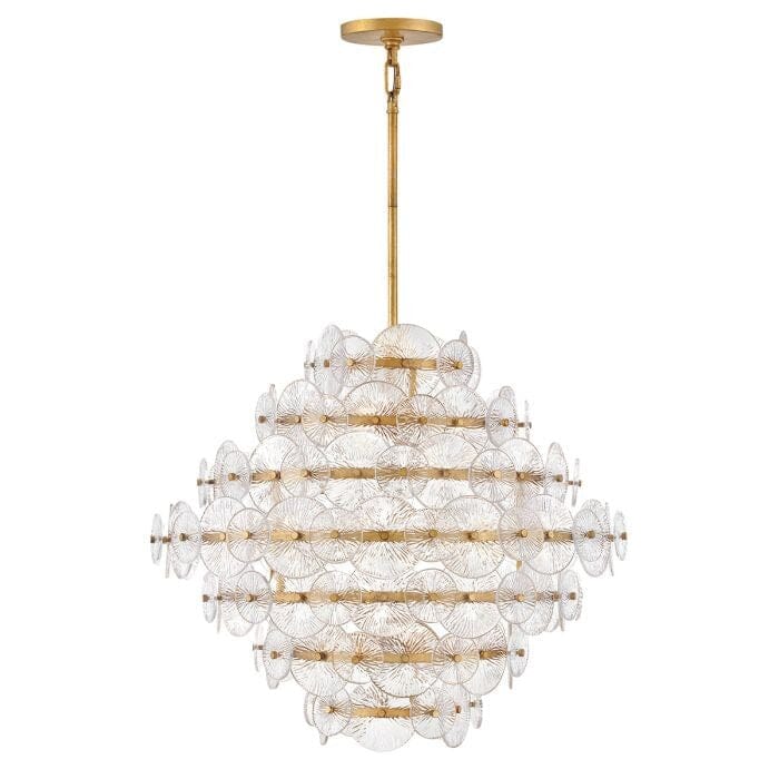 Selene Gold 16 Light Chandelier with Round Glass Detailing Lighting