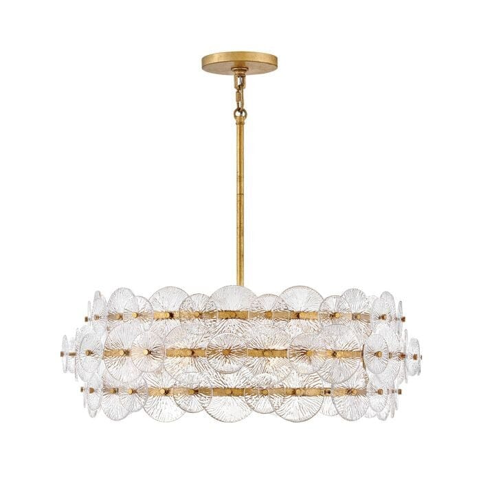 Selene Gold 6 Light Chandelier with Round Glass Detailing Lighting
