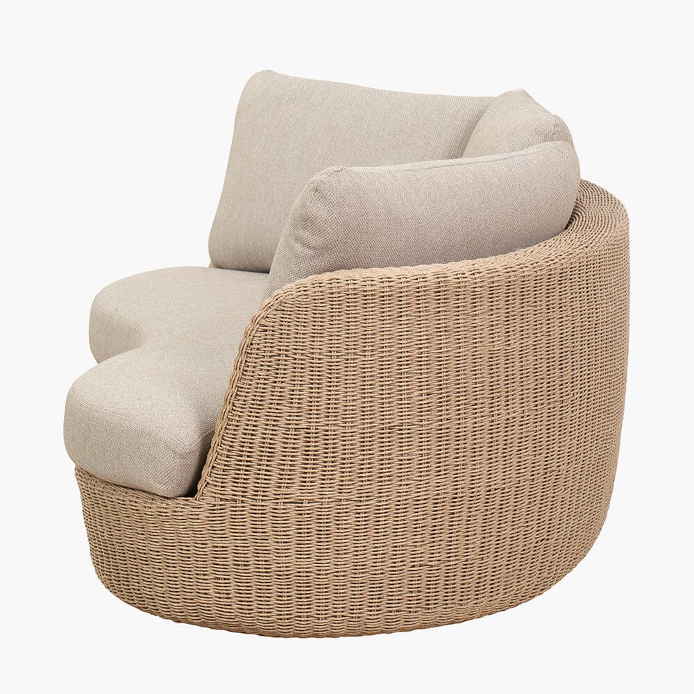 Sevilla Natural Wicker Outdoor Curved Sofa Lounge Set- Seats 5 Outdoor