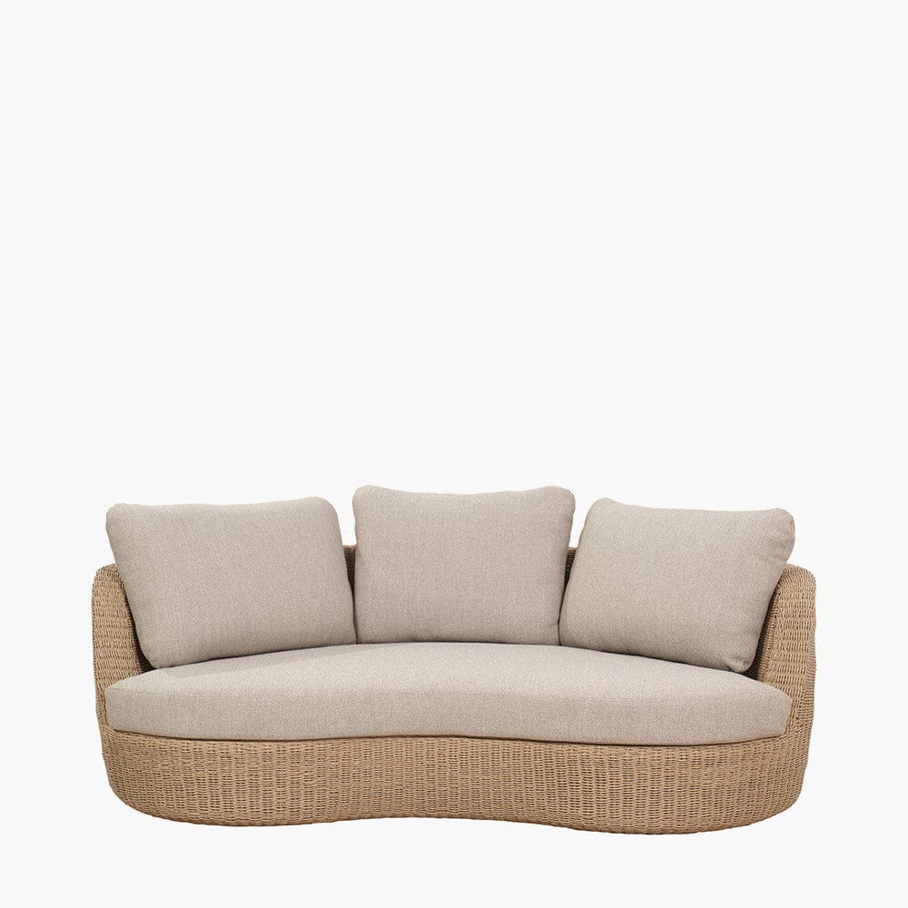 Sevilla Natural Wicker Outdoor Curved Sofa Lounge Set- Seats 5 Outdoor
