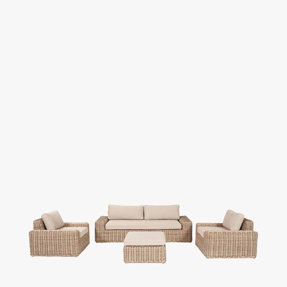 Seville Neutral Chunky Rattan Outdoor Lounge Sofa Set Outdoor