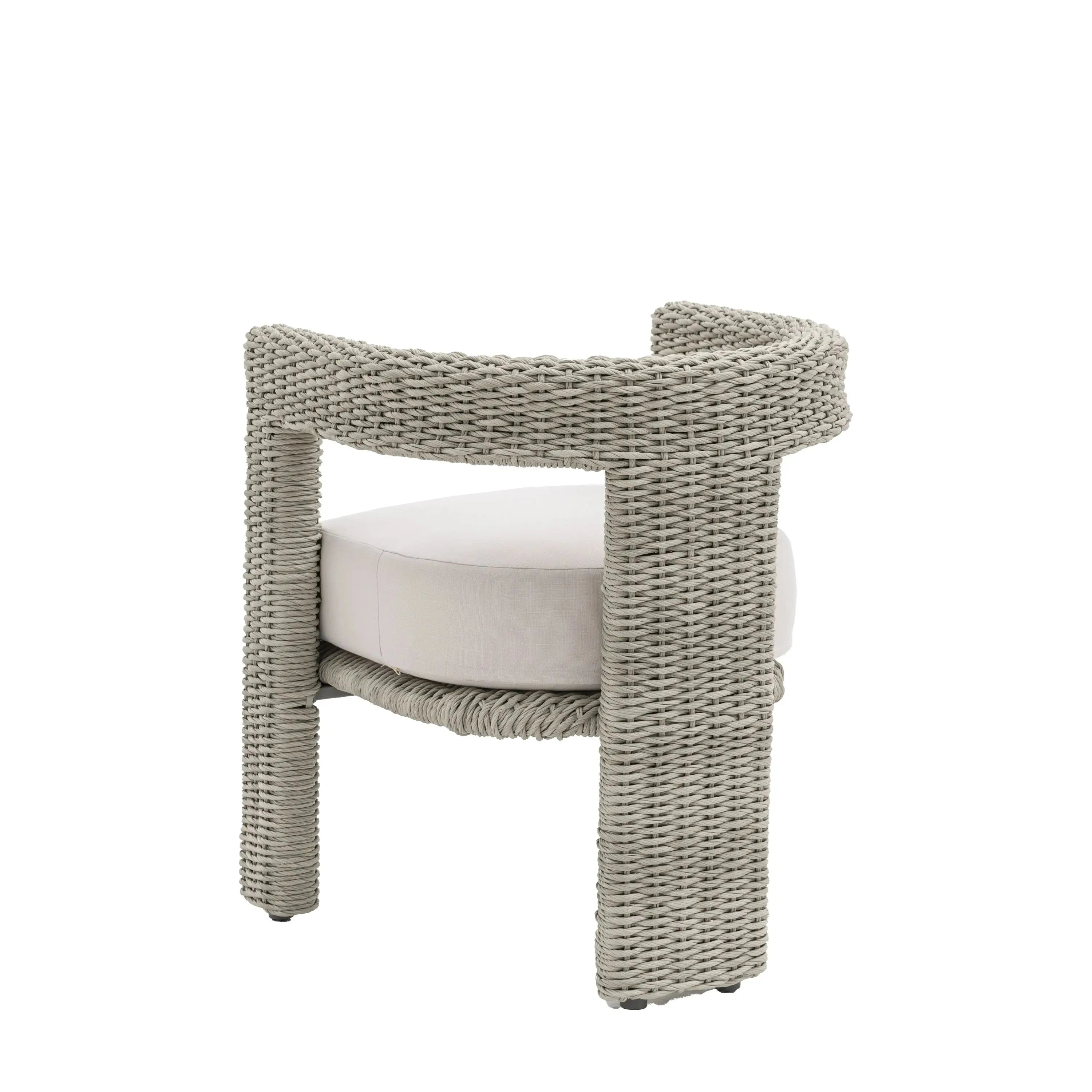 Seychelles Outdoor Cream & Natural Rattan Curved Dining Chair - Set of 2 Outdoor
