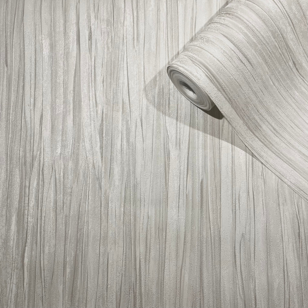 Shay Cream Metallic Linear Patterned Wallpaper Home Improvement