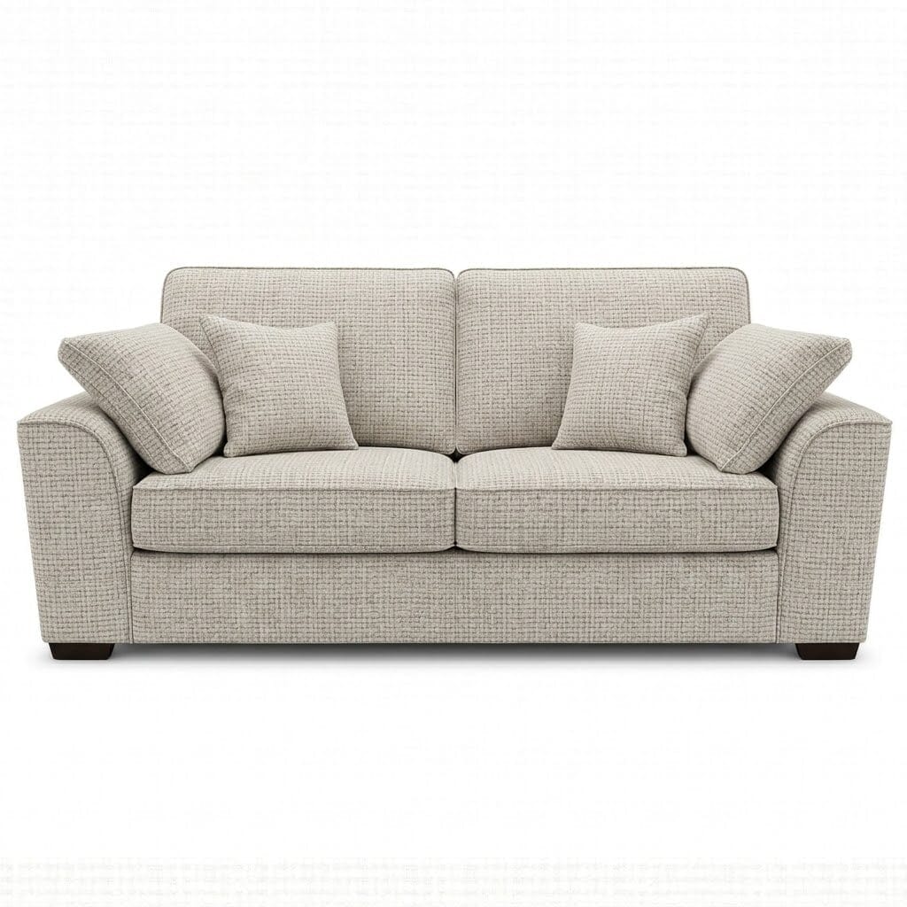 Sienna Ivory Textured Chenille Sofa Range Sofa 3 Seater