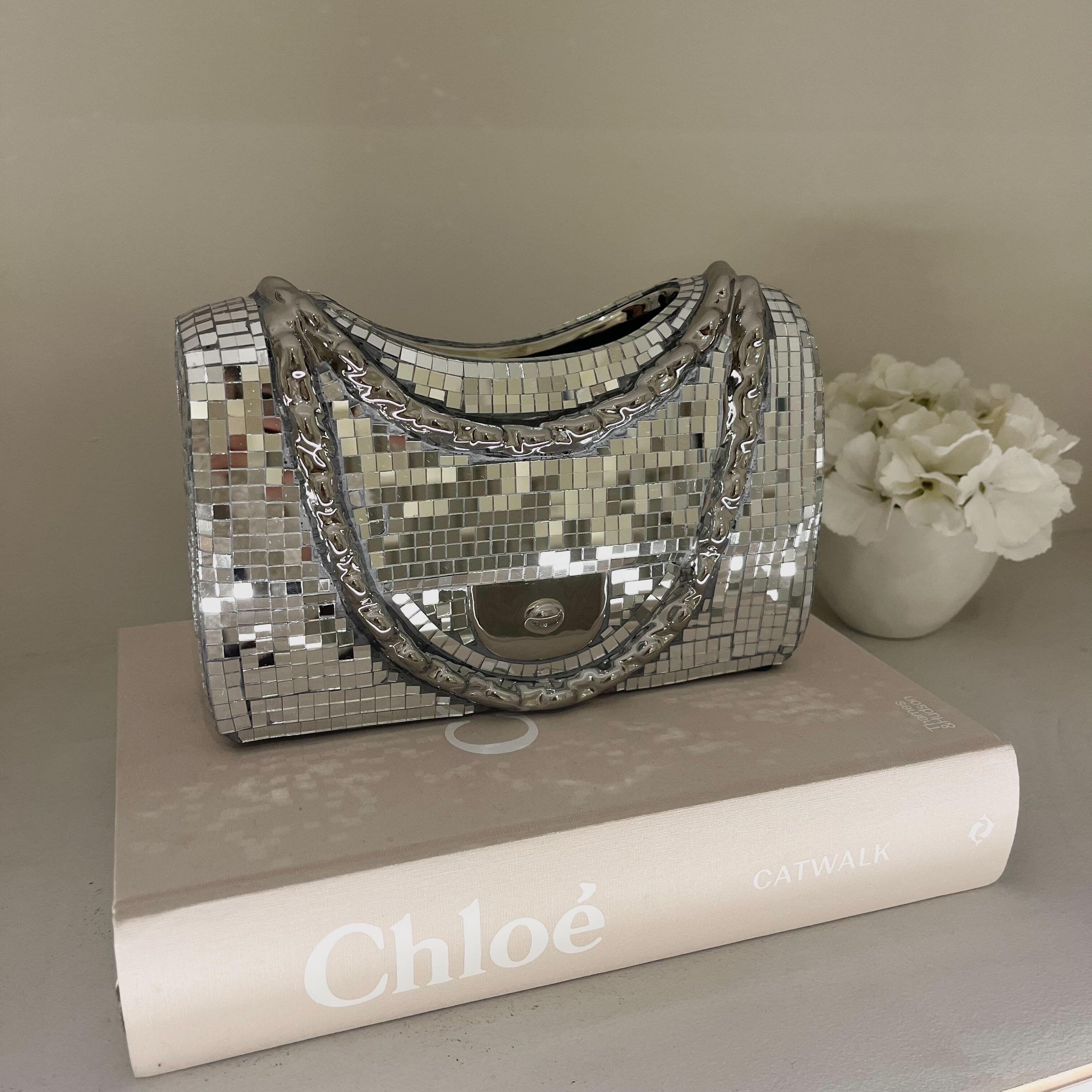 Silver Disco Decorative Handbag Vase Accessories