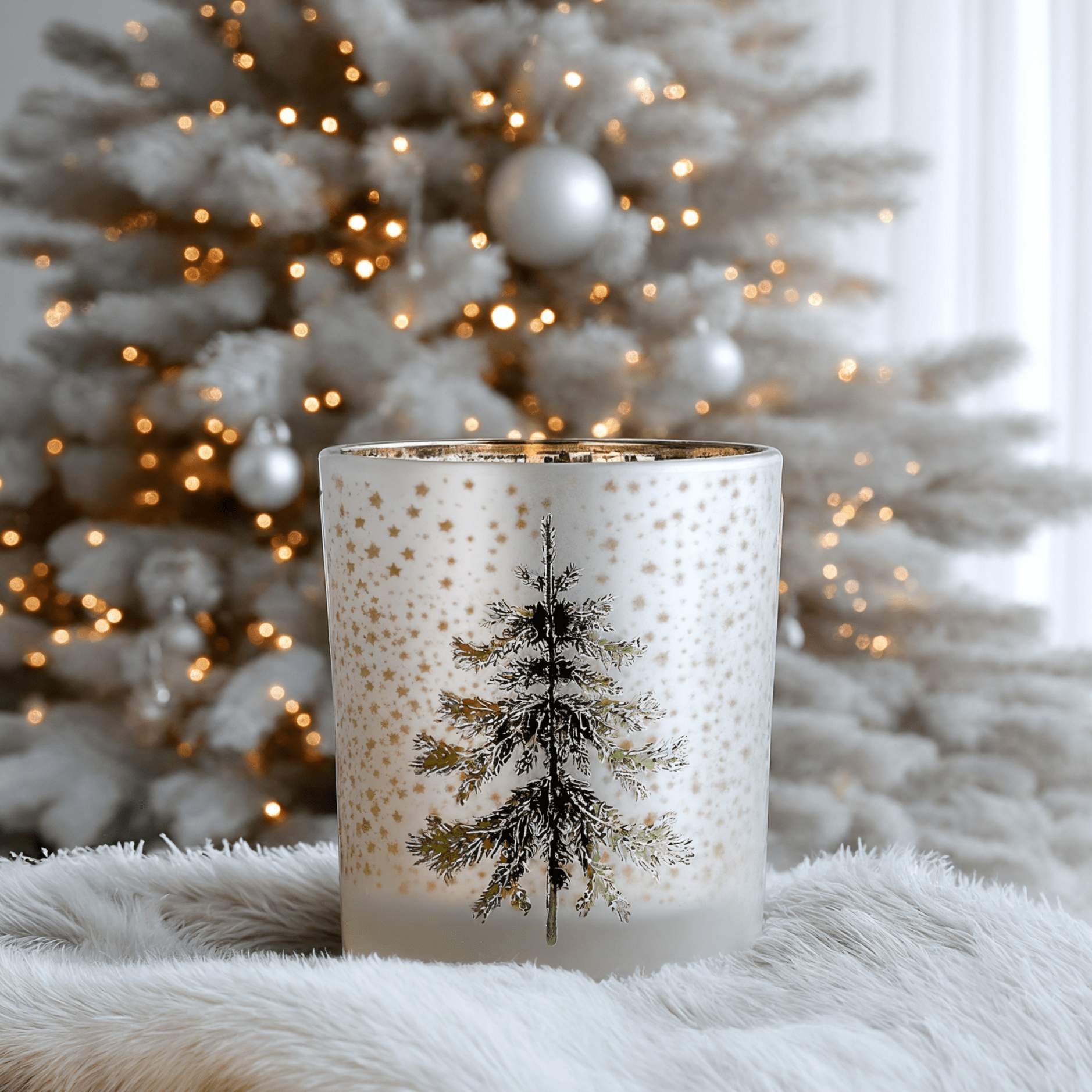 Silver Festive Christmas Tree Candle Holder Accessories