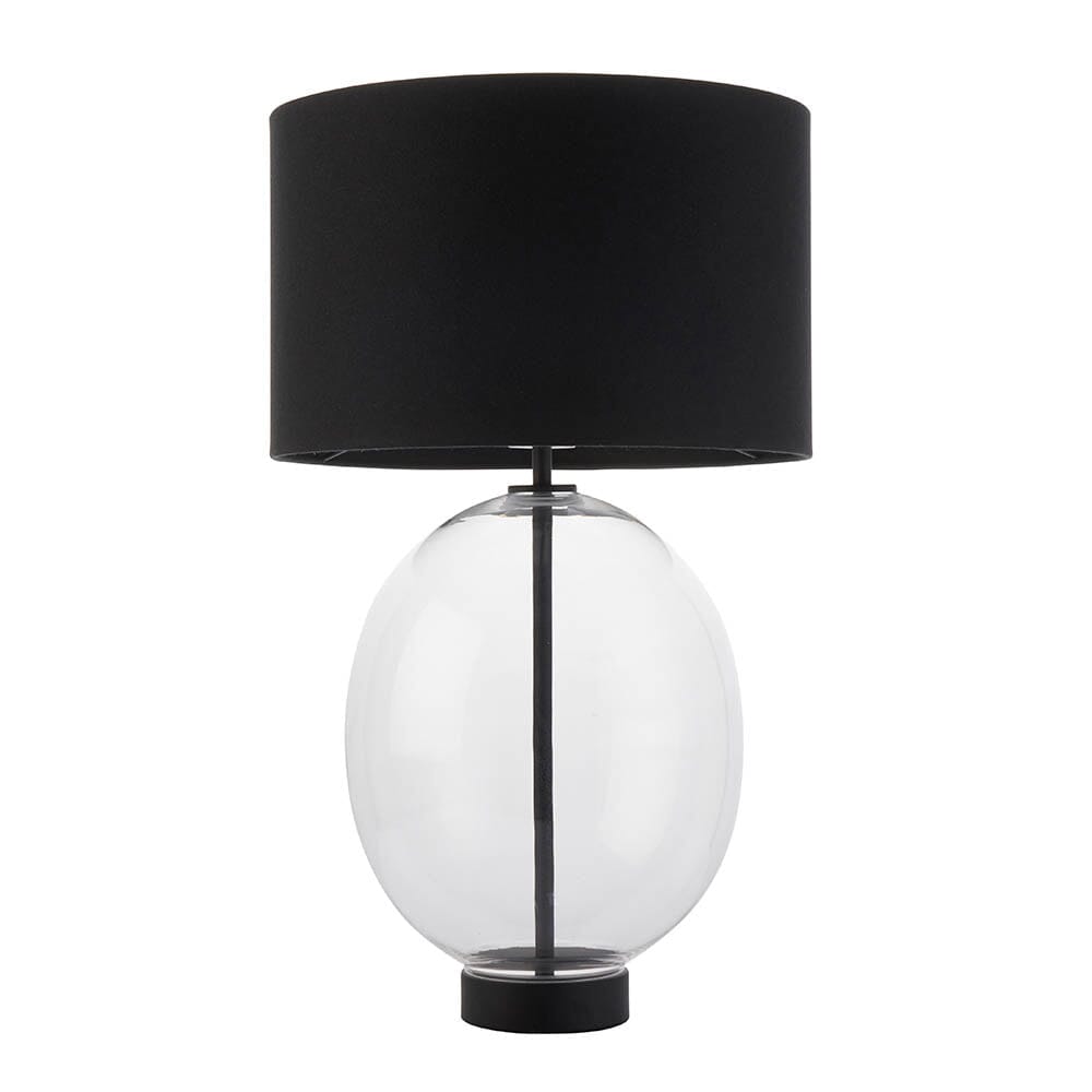 Simone Oval Glass Touch Lamp with Black Shade Lighting