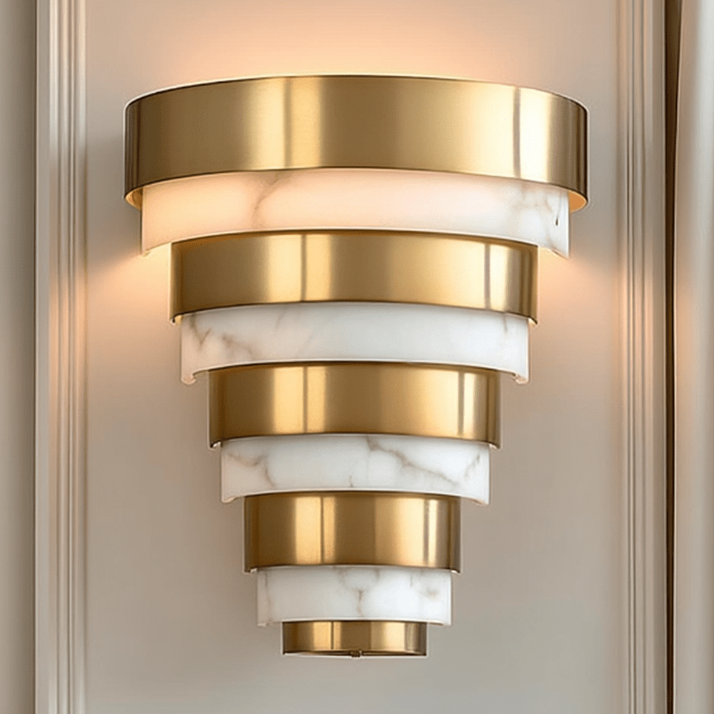Skala Gold & Marble Tiered Wall Light Lighting