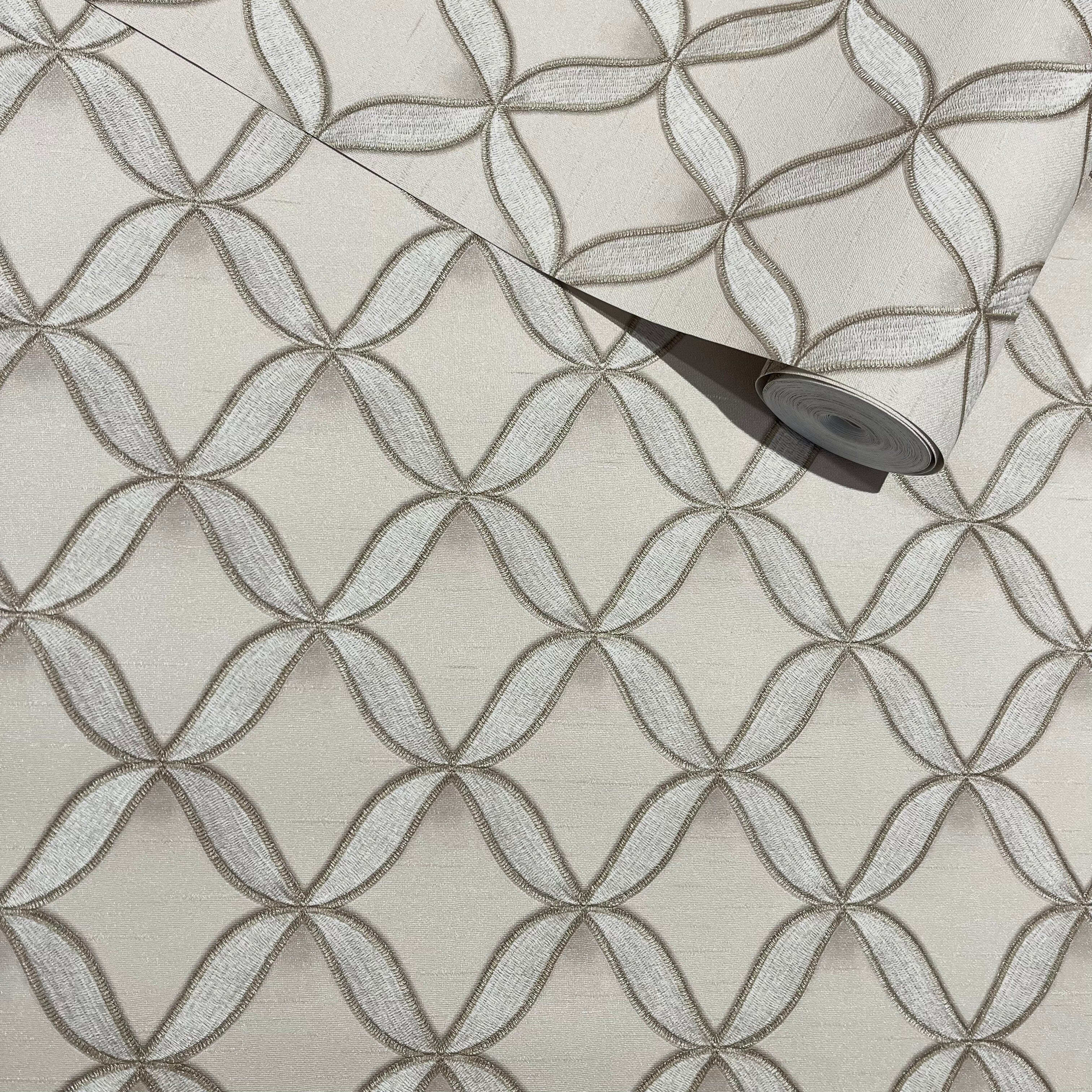 Skye Taupe & Gold Textured Metallic Quilted Effect Wallpaper Home Improvement