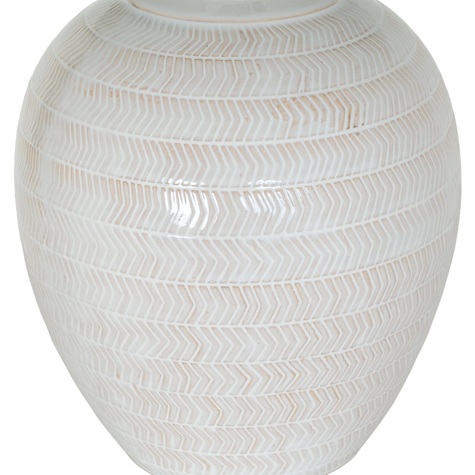 Soleil Ceramic Chevron Table Lamp with White Linen Shade Lighting