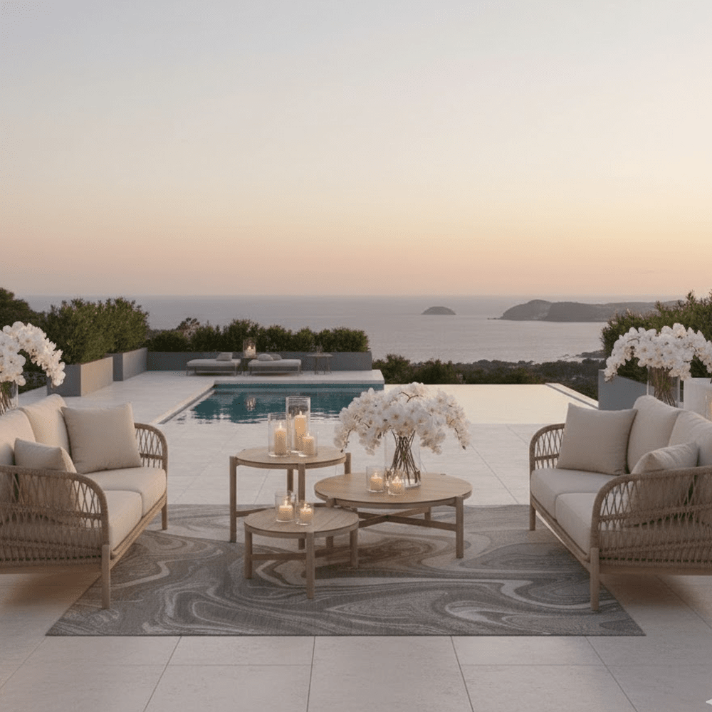 Soller Grey Marble Pattern Indoor Outdoor Rug Textiles