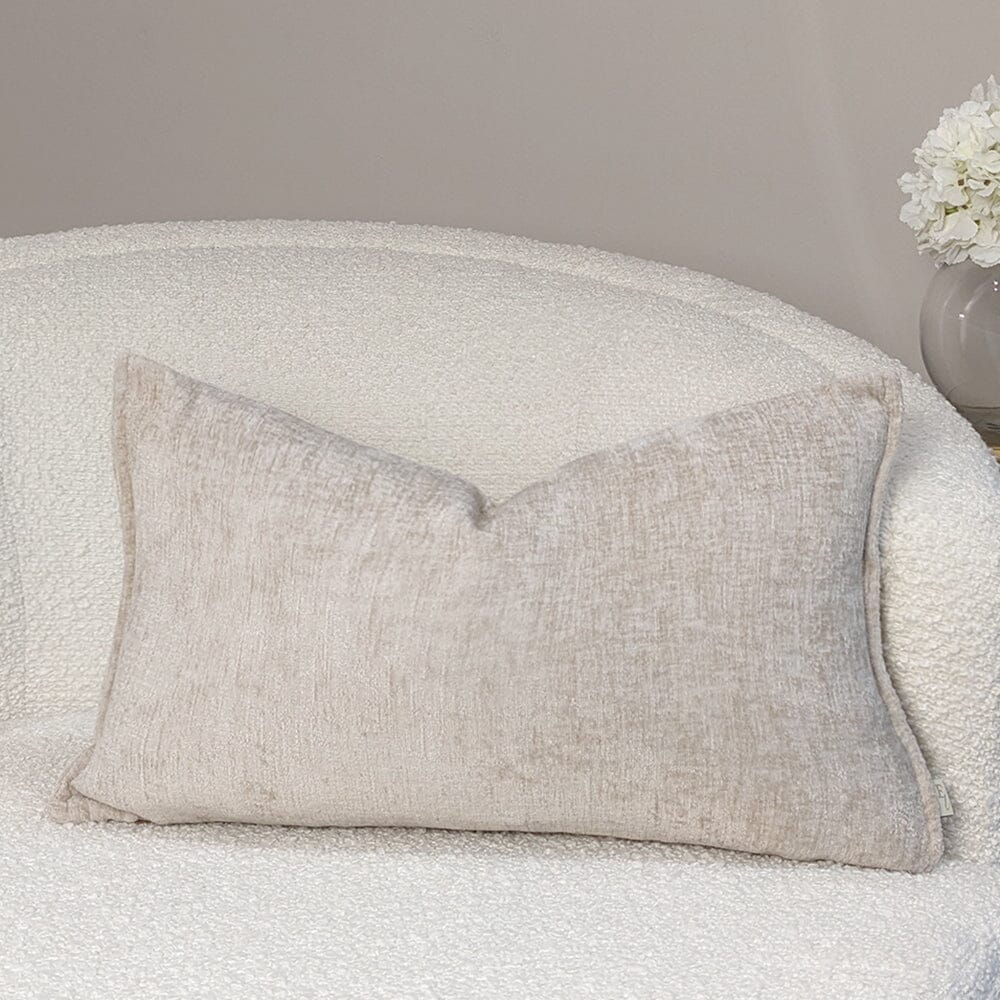 Soufle Cream Woven Cushion Cover with Oxford Border - 30x50cm