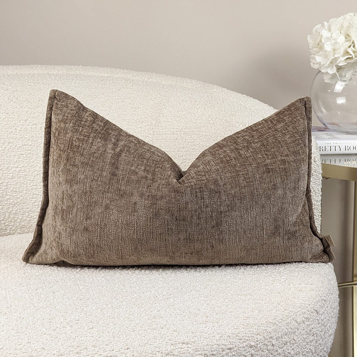 Souffle Taupe Woven Cushion with Oxford Border - 30x50cm Textiles