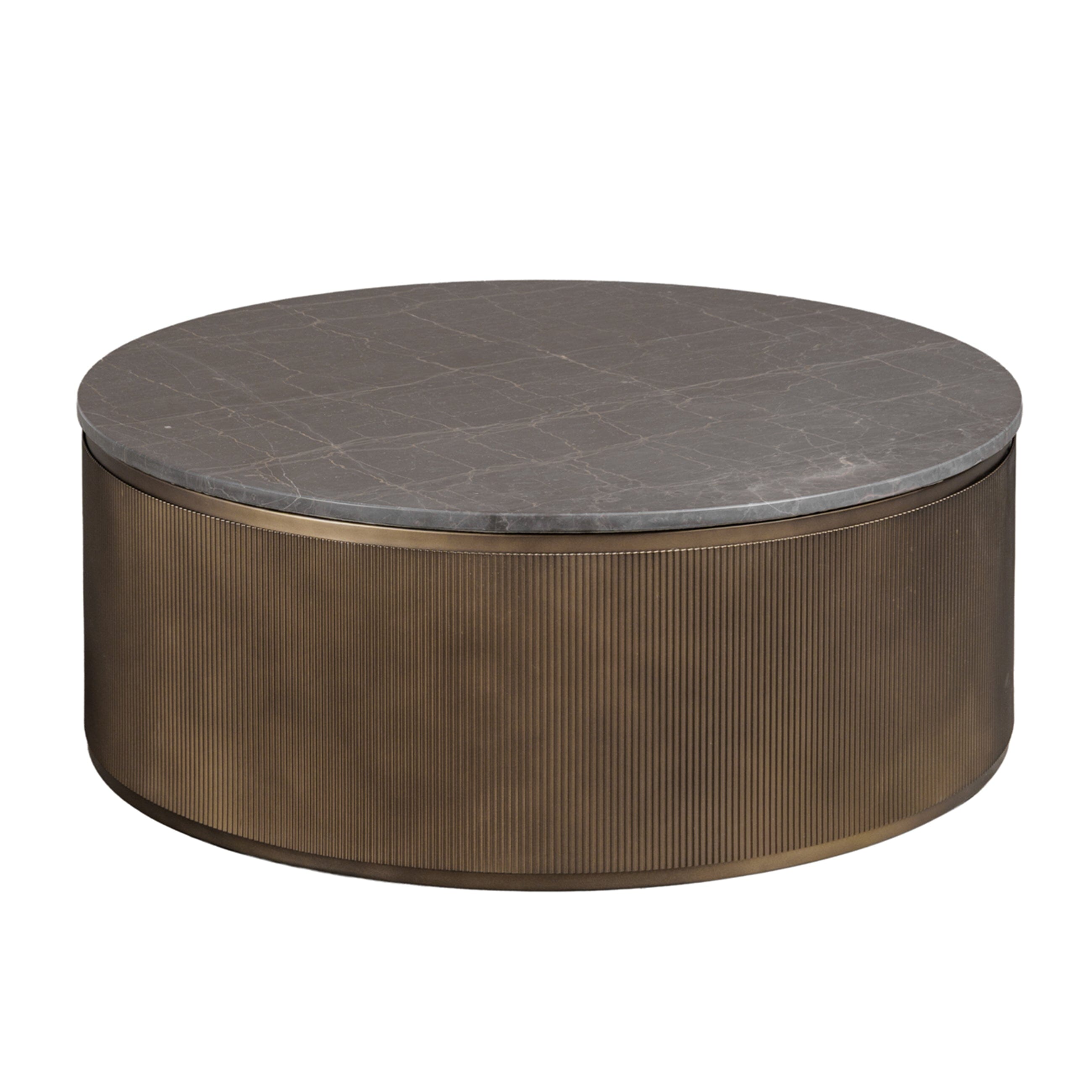 Sovana Antique Brass Nesting Coffee Tables with Grey Marble and Glass Top Furniture