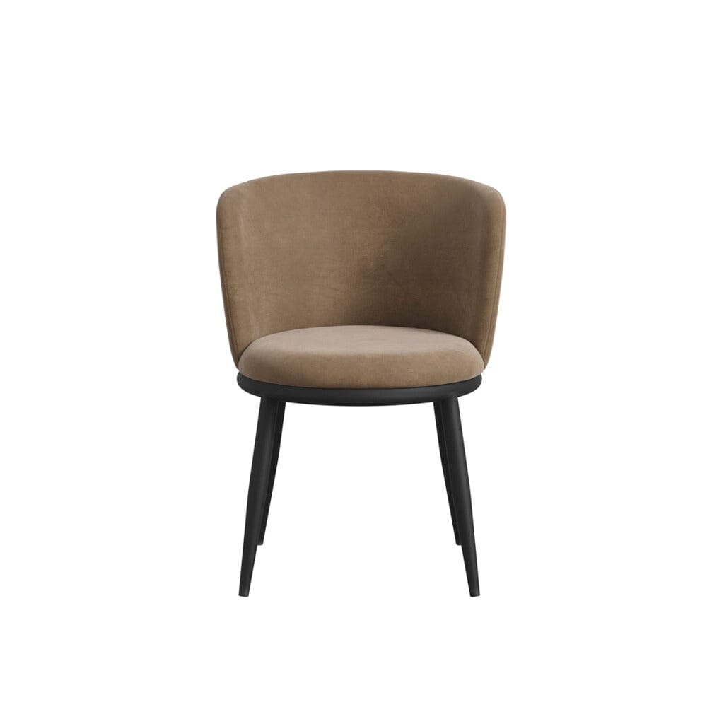 Stasi Taupe Velvet Curved Dining Chair with Black Legs Furniture