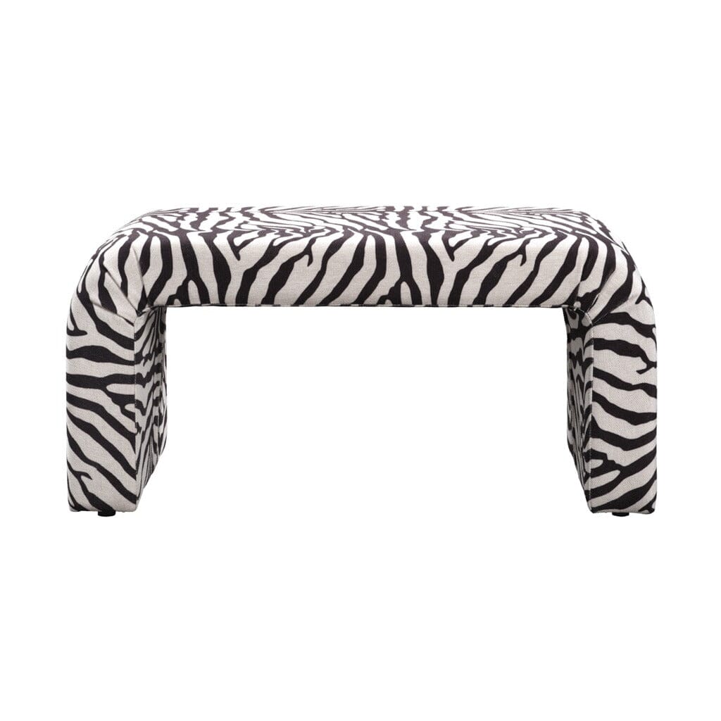 Sterling Monochrome Zebra Print Curved Bench Furniture