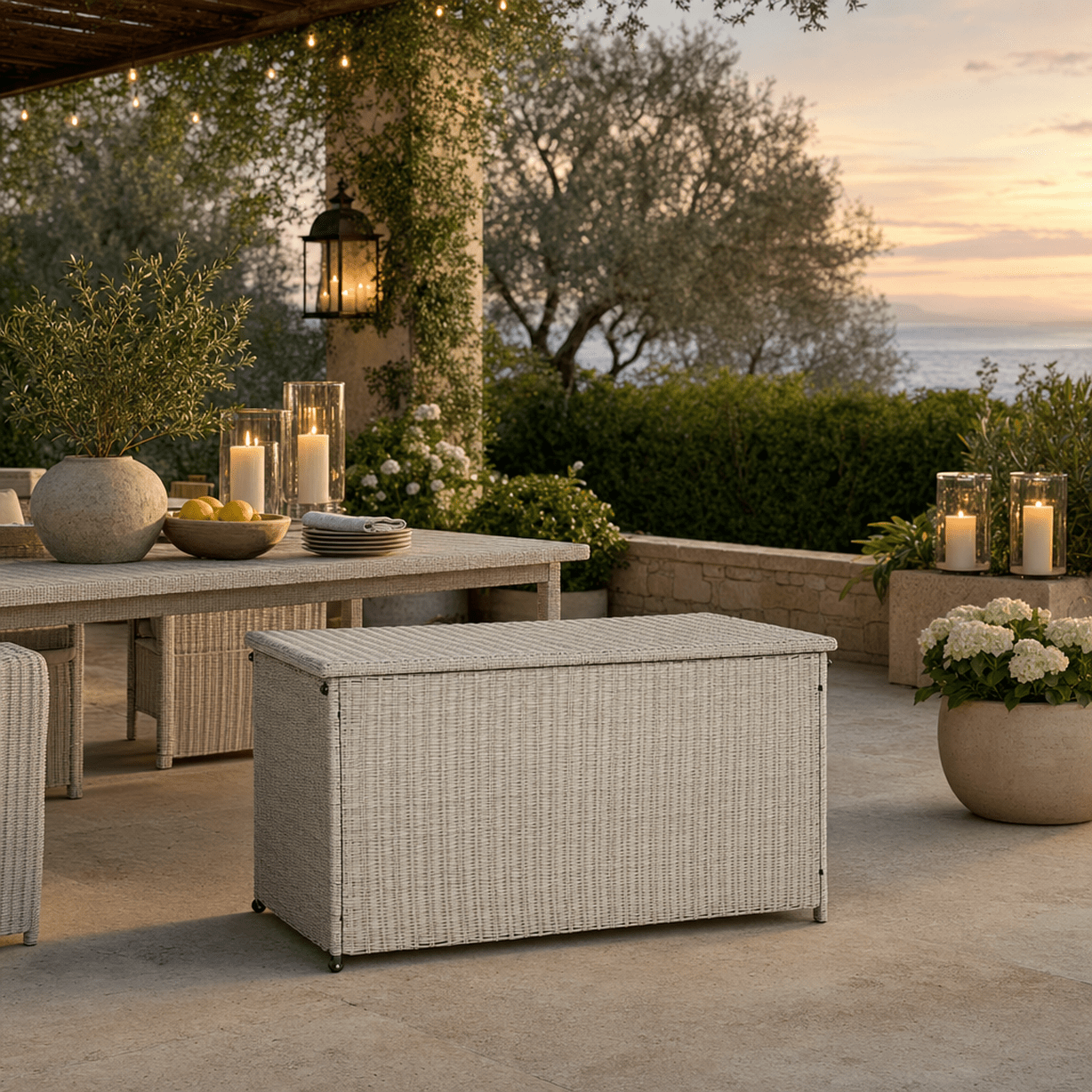 Stone Grey Outdoor Large Cushion Box Outdoor