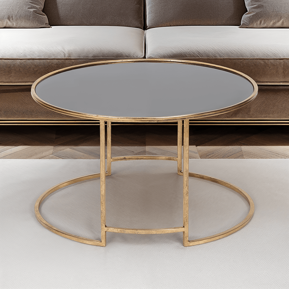 Sydney Antique Gold & Black Glass Coffee Table Furniture