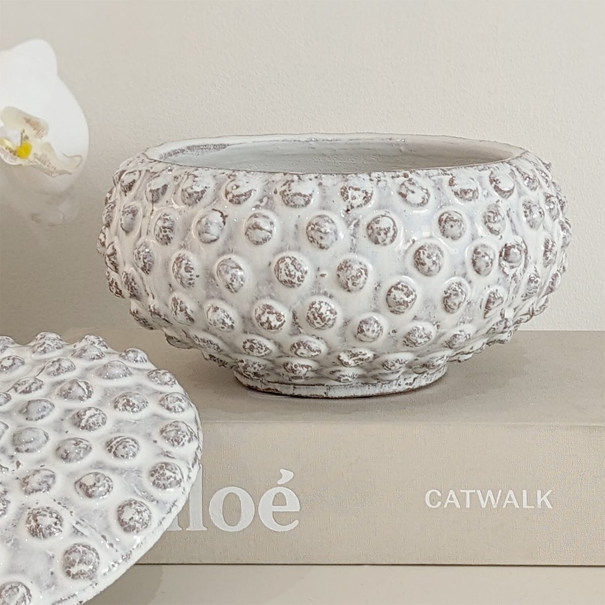 Sylvie White Bobbled Distressed Decorative Jar Accessories