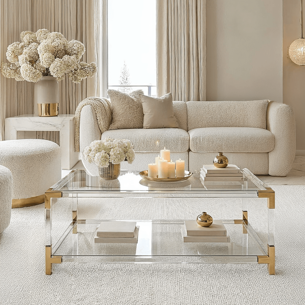 Taormina Acrylic Coffee Table with Gold Accents Furniture