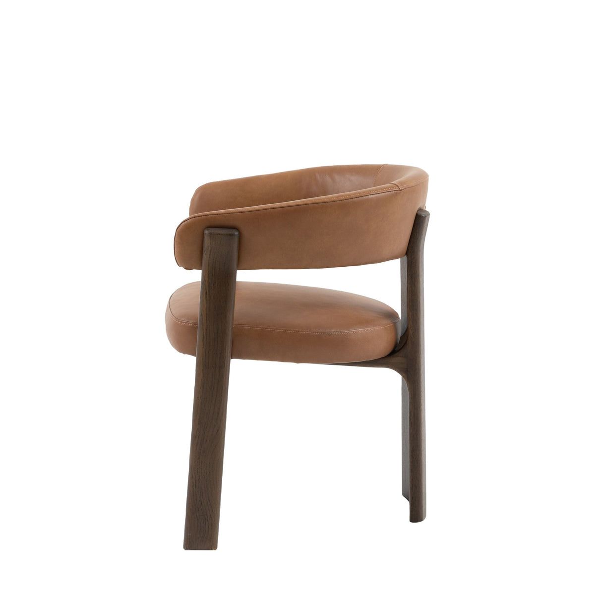 Tatini Tan Leather Dining Chair with Dark Wood Legs Furniture