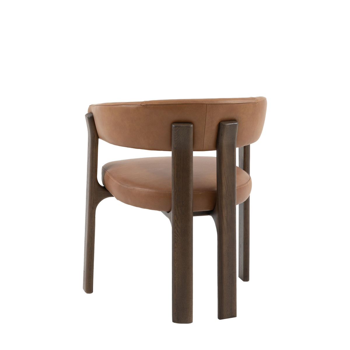 Tatini Tan Leather Dining Chair with Dark Wood Legs Furniture