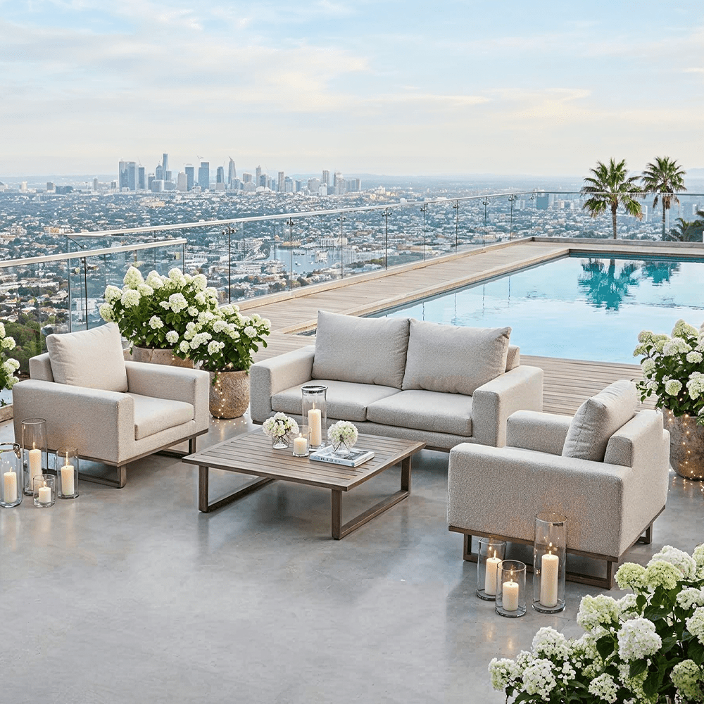 Tempo Latte Outdoor 2 Seater Sofa Lounge Set Outdoor