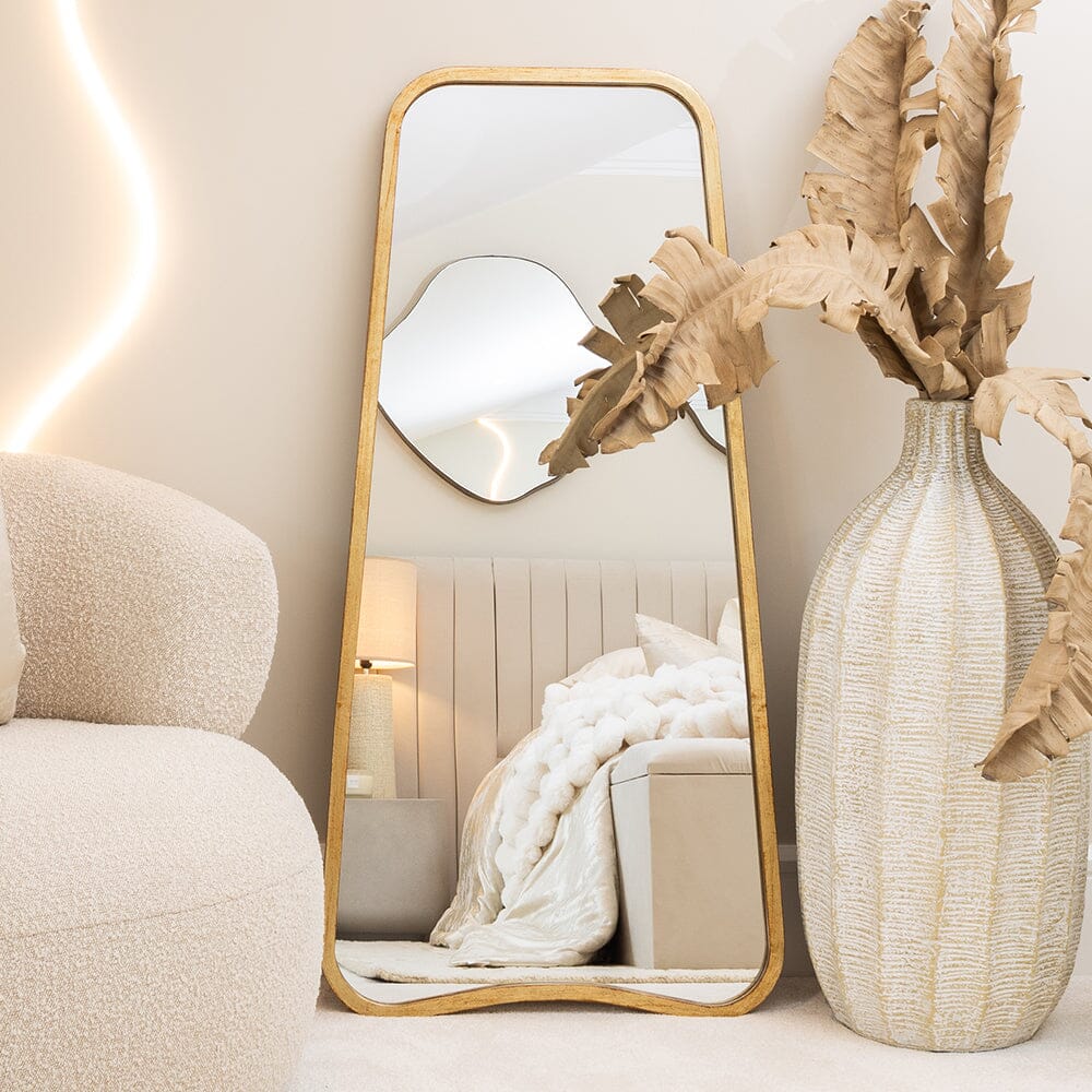 Tesora Gold Curved Leaner Mirror - 123cm Accessories