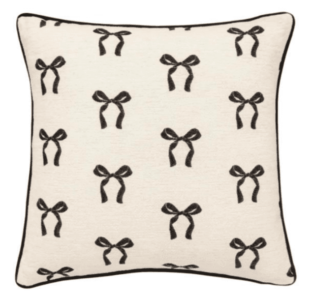 The Belle Monochrome Bow Print Cushion Cover - 45 x 45cm Textiles